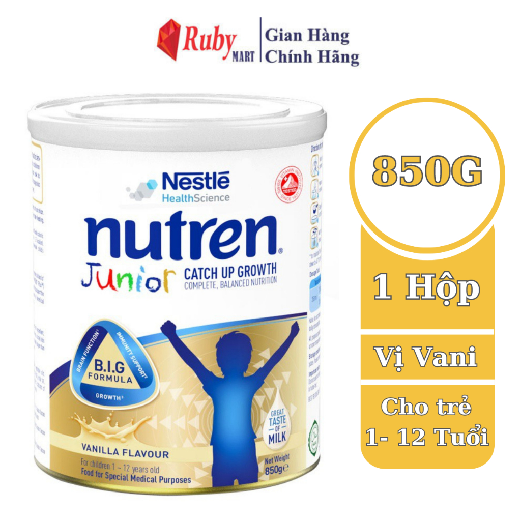 [Date T5/25] Sữa Bột Nutren Junior 850g hỗ trợ tăng cân tốt cho hệ tiêu hóa của trẻ cho trẻ từ 1-12 tuổi