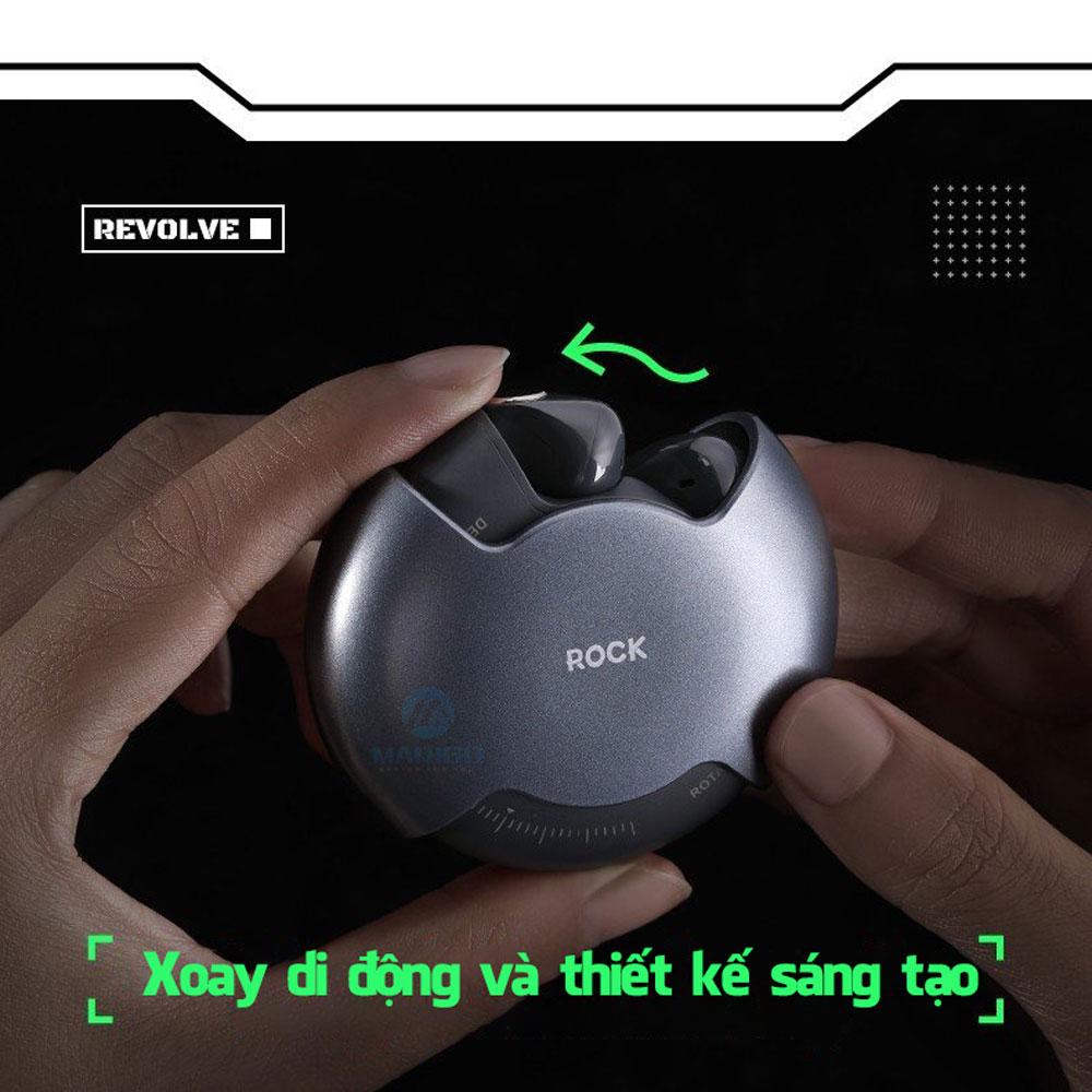 Tai nghe Bluetooth không dây nhét tai TWS Rockspace Rotating thiết kế xoay nghe nhạc lên đến 24h Hàng chính hãng có BH