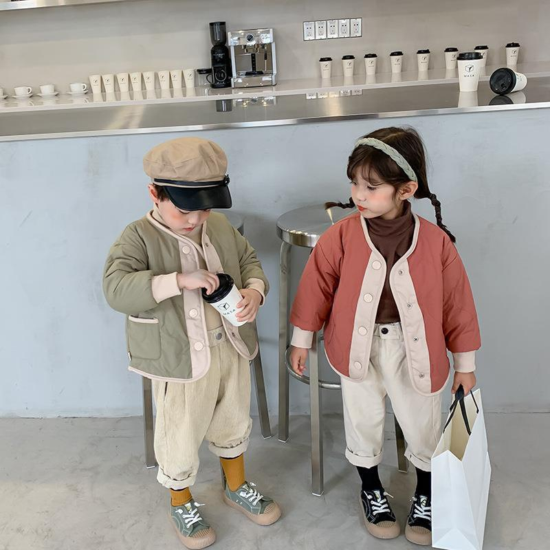 Áo khoác Quảng Châu cao cấp cho bé trai bé gái dày dặn mặc được 2 mặt áo phao lót lông phong cách Hàn Quốc size 9-20kg