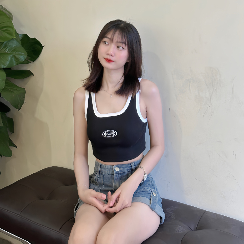 Áo Croptop hai dây bản to brand CALEM CLUB