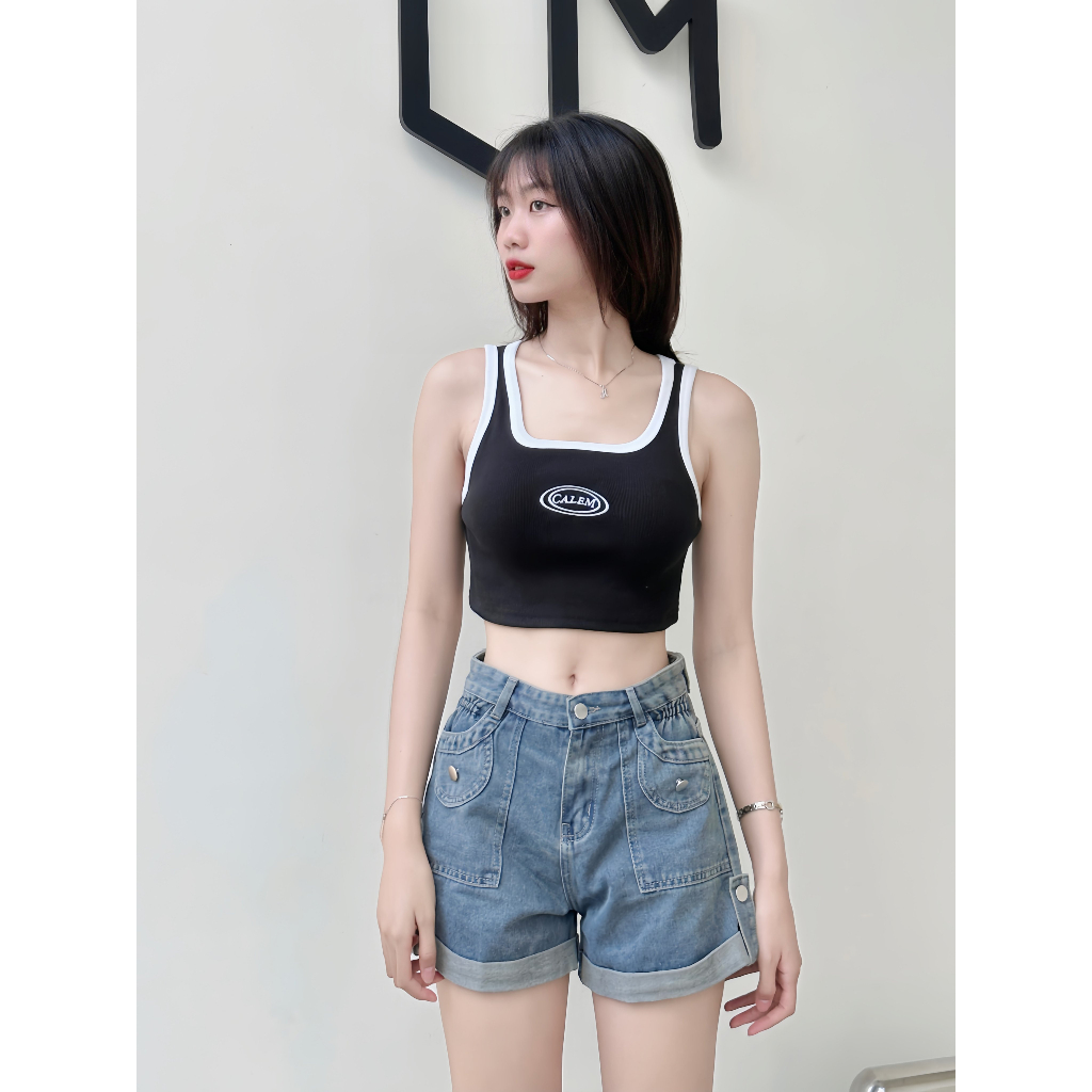 Áo Croptop hai dây bản to brand CALEM CLUB