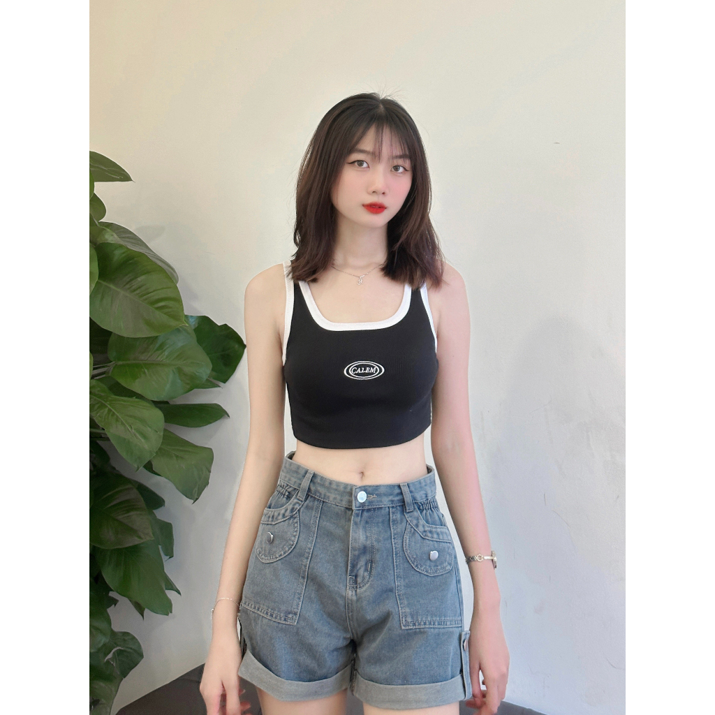 Áo Croptop hai dây bản to brand CALEM CLUB