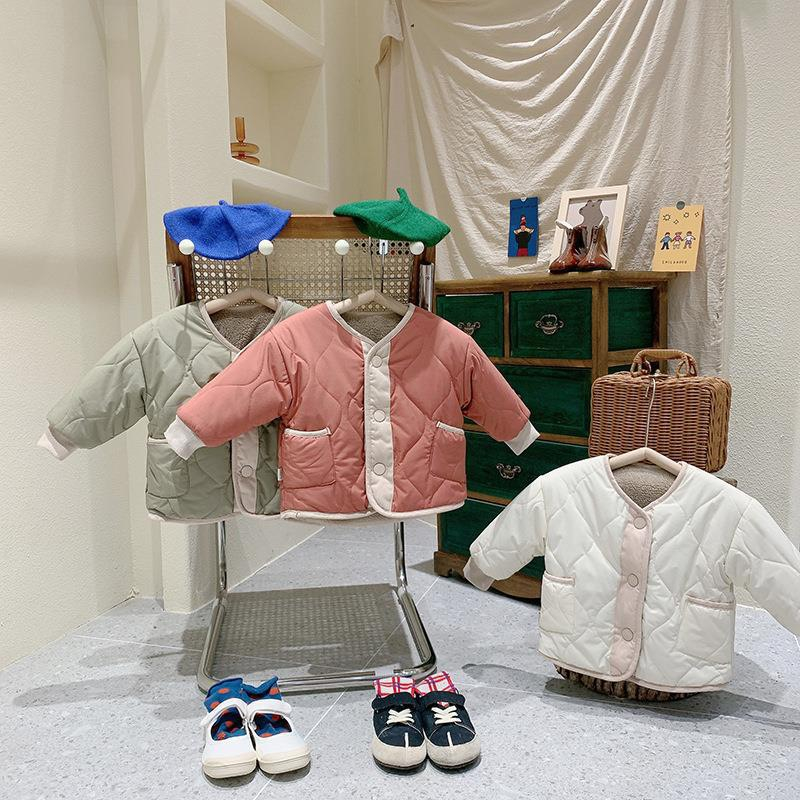 Áo khoác Quảng Châu cao cấp cho bé trai bé gái dày dặn mặc được 2 mặt áo phao lót lông phong cách Hàn Quốc size 9-20kg