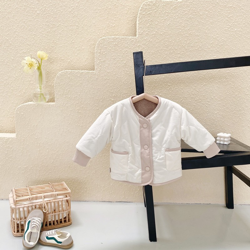 Áo khoác Quảng Châu cao cấp cho bé trai bé gái dày dặn mặc được 2 mặt áo phao lót lông phong cách Hàn Quốc size 9-20kg