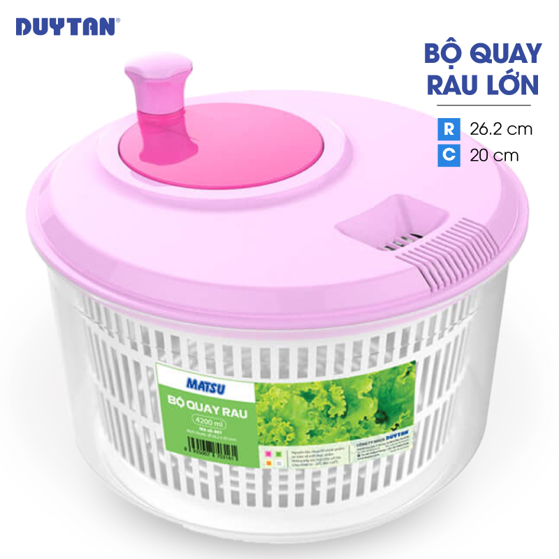 Bộ quay rau lớn nhựa DUY TÂN Matsu (Ø 26.2 x 20 cm) - 03161 - Giao màu ngẫu nhiên