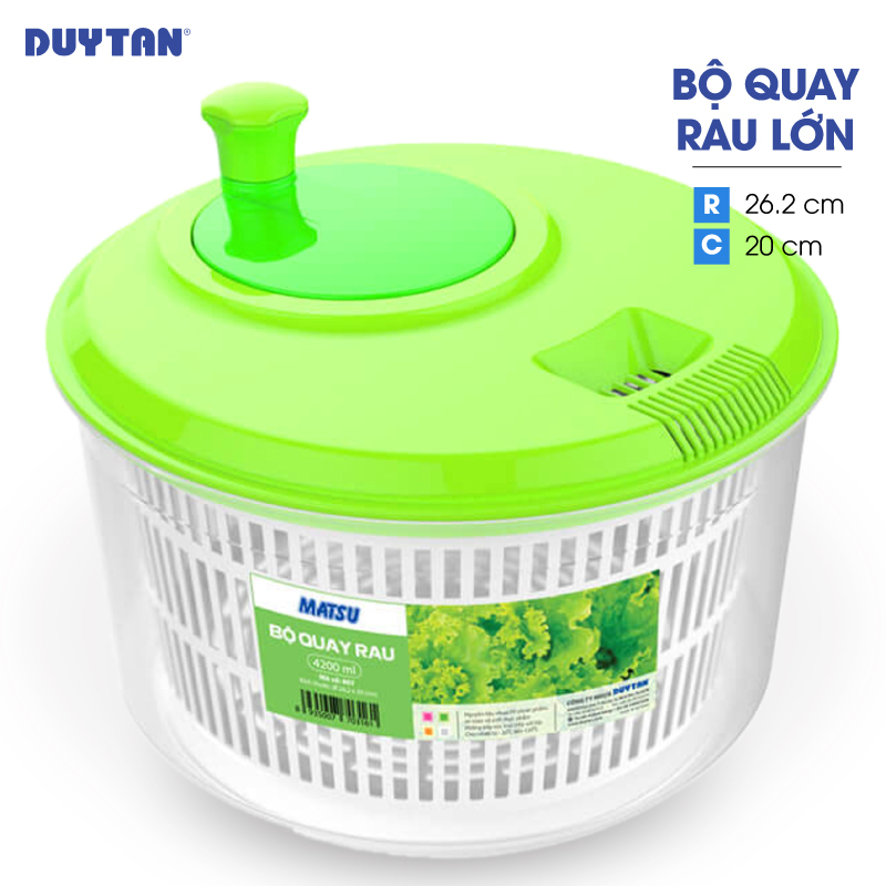 Bộ quay rau lớn nhựa DUY TÂN Matsu (Ø 26.2 x 20 cm) - 03161 - Giao màu ngẫu nhiên