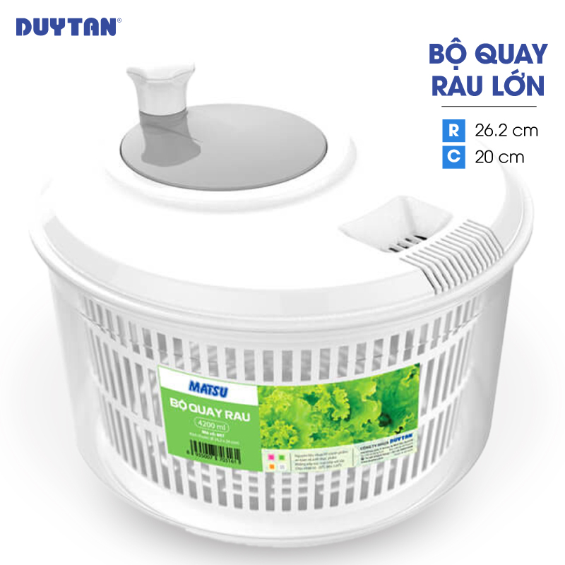 Bộ quay rau lớn nhựa DUY TÂN Matsu (Ø 26.2 x 20 cm) - 03161 - Giao màu ngẫu nhiên