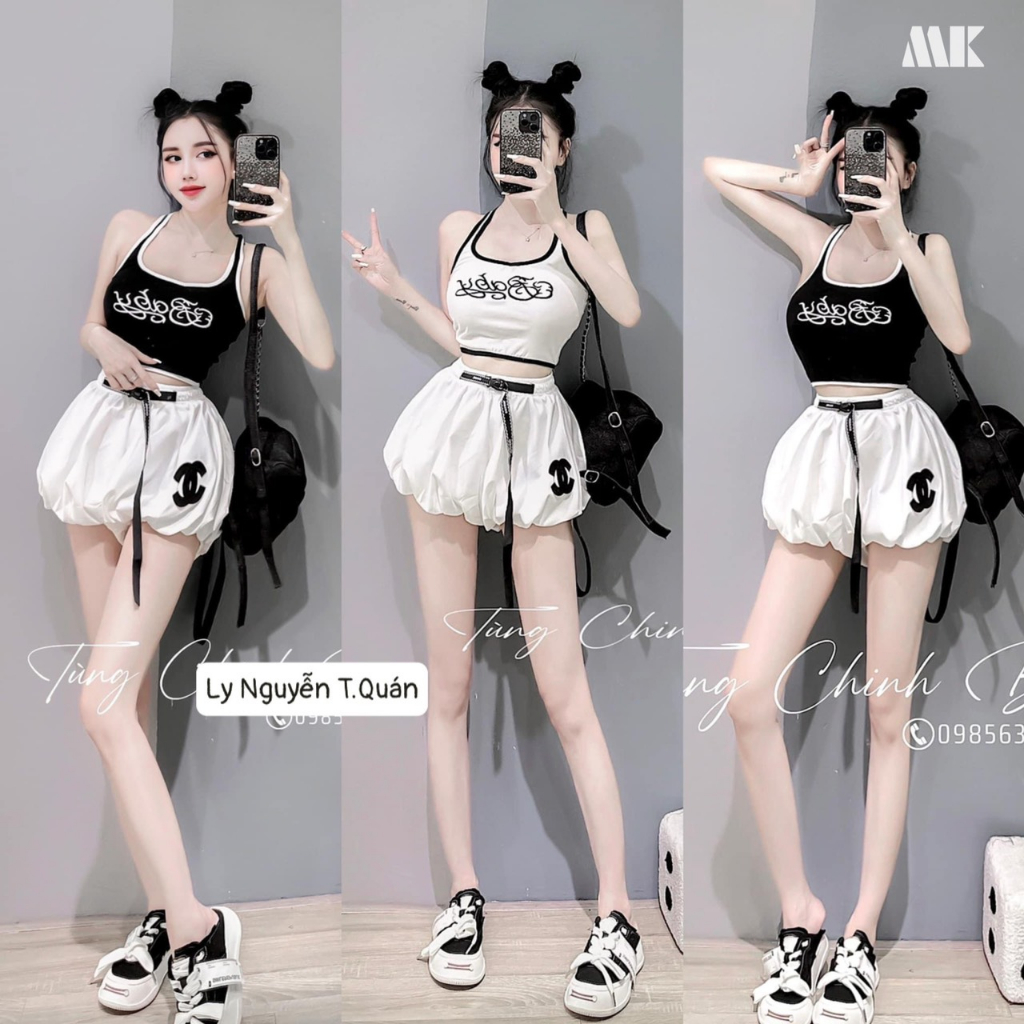 Set áo ba lỗ chữ Baby phối quần bí hot trend