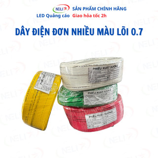 Dây điện 0.7 đơn cuộn 100m đủ màu sắc, lõi nhiều sợi hàng chất lượng chuyên đấu LED quảng cáo.