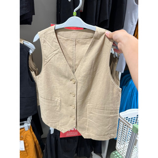 Áo gile linen Gu nội địa Nhật