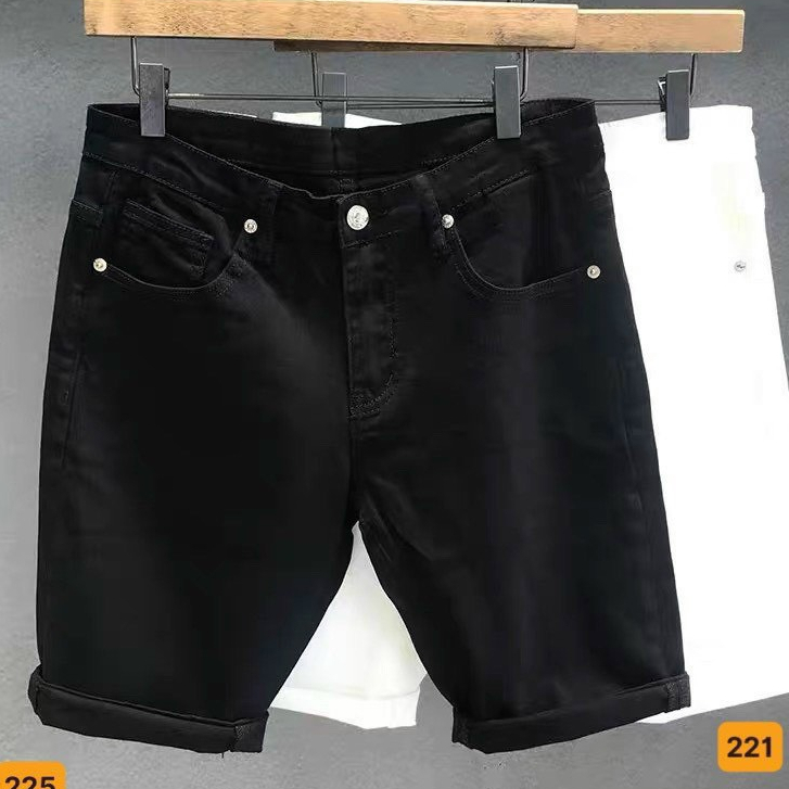 quần short jean nam ngắn đen trắng trơn mẫu basic dễ mặc chất jean bền đẹp giá rẻ