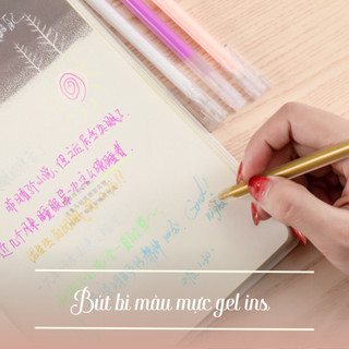 Bút bi mực gel ink nhiều màu cực đẹp, bút bi nước ngòi 0,5mm nhanh khô