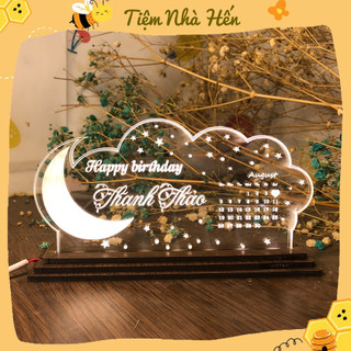 Đèn ngủ 3d khắc ngày tháng theo yêu cầu - đèn ngủ đám mây - quà tặng crush - quà tặng người yêu - quà sinh nhật