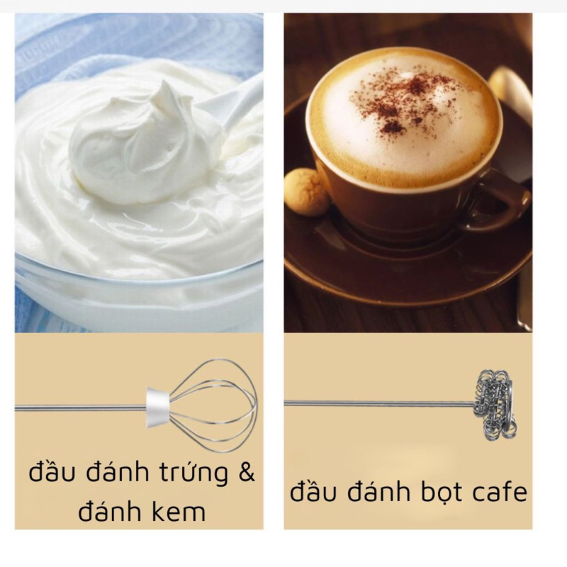 Máy tạo bọt cà phê DELA, máy đánh trứng cầm tay mini không dây đa năng 3 chế độ MDT04