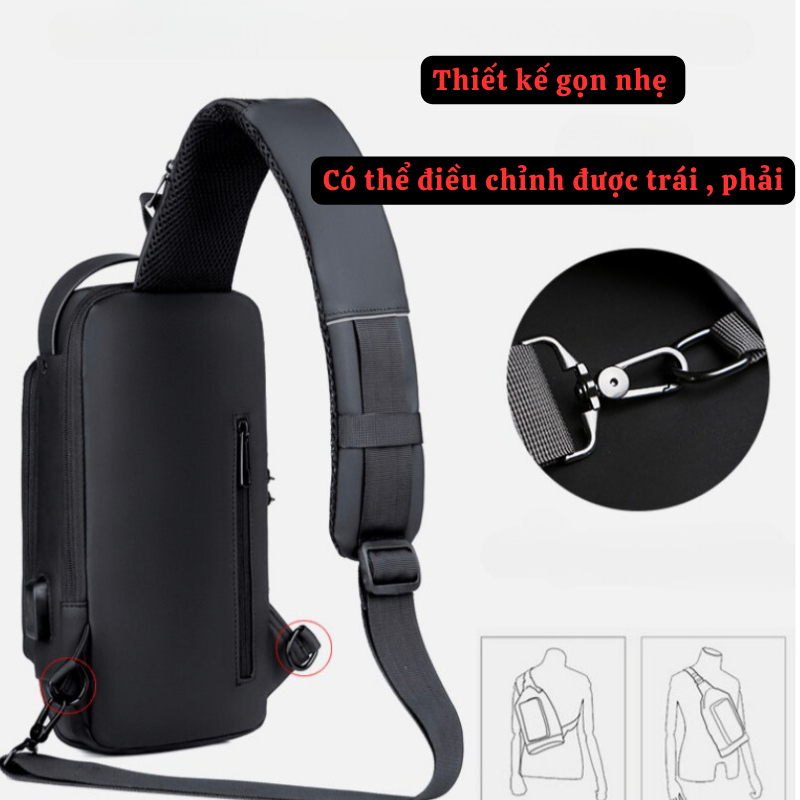 Túi Đeo Chéo HUTO Khoá Số Thông Minh Vải Chống Thấm Dành Cho Nam