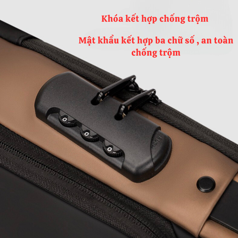 Túi Đeo Chéo HUTO Khoá Số Thông Minh Vải Chống Thấm Dành Cho Nam