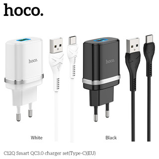 Bộ Củ+Cáp Sạc Nhanh Siêu Bền Chính Hãng Hoco C12Q CAO CẤP Cốc 18w Quick Charge 3.0 2.0 Dây Dài 1M cho mọi thiết bị