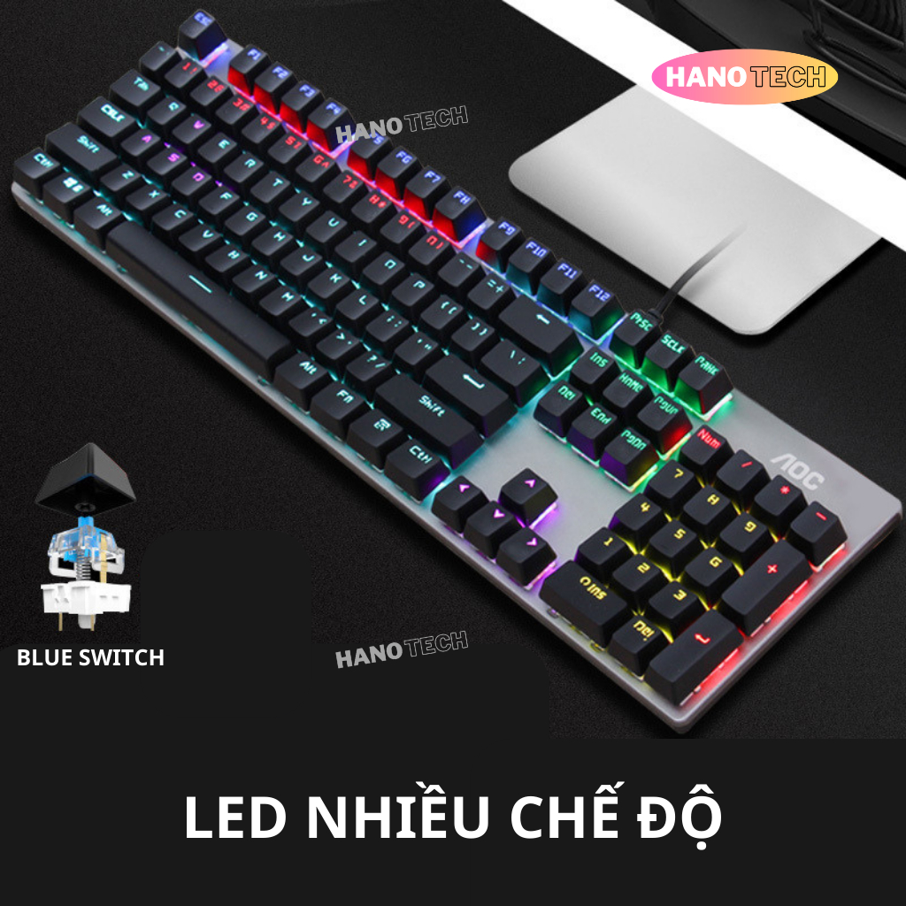 Bàn phím cơ AOC GK410 chuyên mọi tựa game với đèn led Rainbow - Hàng chính hãng AOC