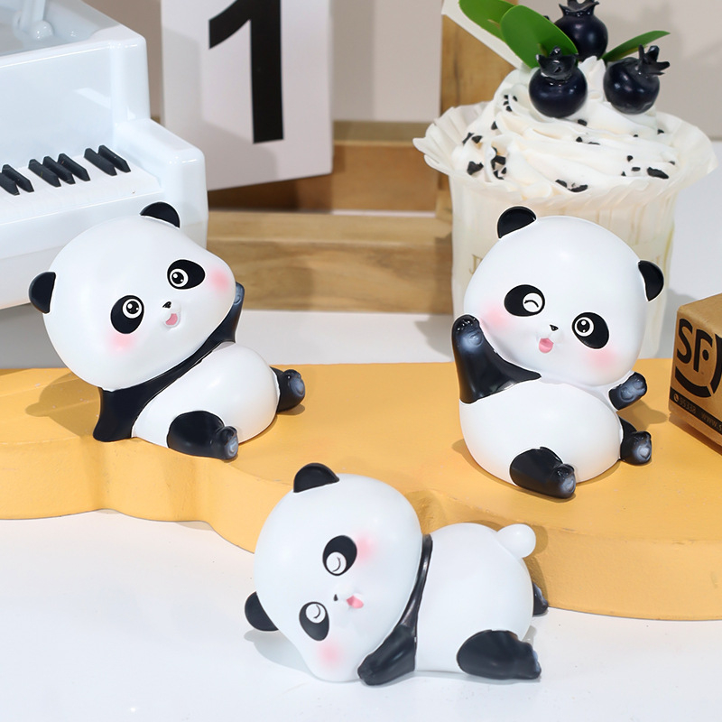 Mô hình gấu trúc mini để bàn biểu cảm dễ thương Ráp trang trí taplo ô tô, bàn học, bàn làm việc, quà tặng