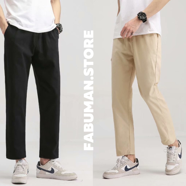 Quần baggy kaki nam MIAA ống suông rộng dáng đứng trơn cạp chun unisex phong cách Hàn quốc 2023 hot trend