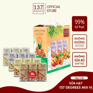 [COMBO MIX 4 LỐC] Hạnh Nhân Nguyên Chất-Không Đường, Óc Chó-Hạt Dẻ Nguyên Chất 137 DEGREES (12 hộp)