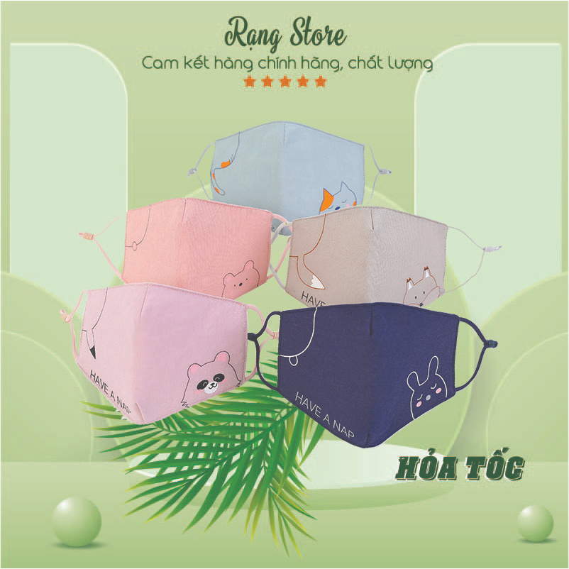 Khẩu trang cho bé 3 lớp dệt kim cao cấp in hình xinh xắn cho bé từ 4-8 tuổi