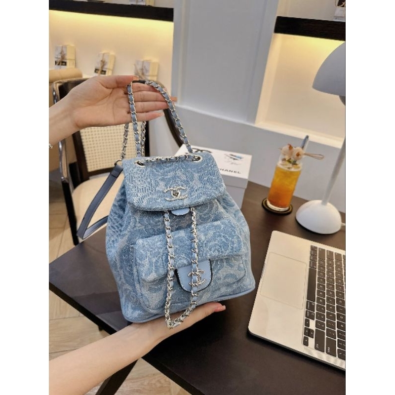 Balo dây rút backpack có xanh jean hoa trà siêu hot đây ạ 22cm