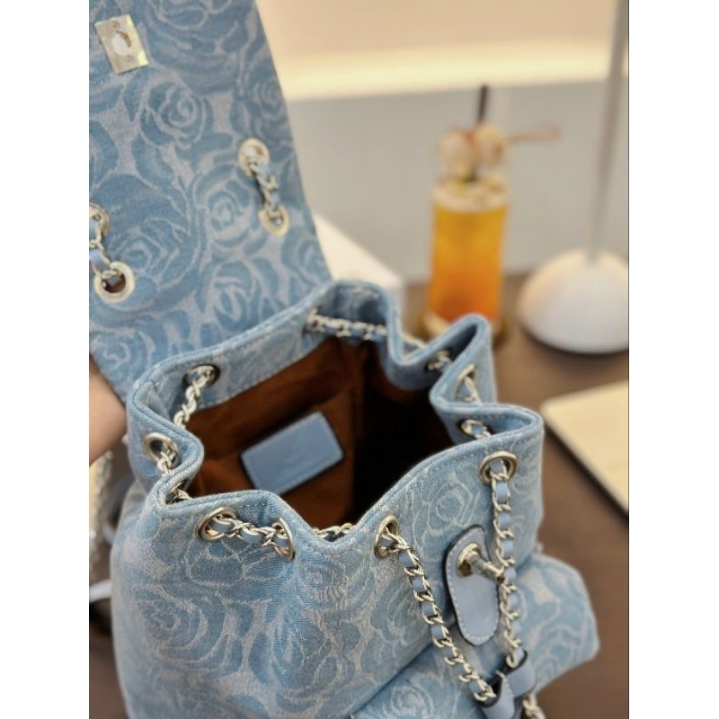 Balo dây rút backpack có xanh jean hoa trà siêu hot đây ạ 22cm