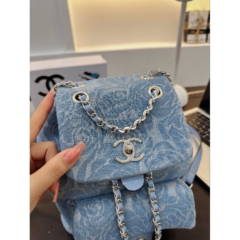 Balo dây rút backpack có xanh jean hoa trà siêu hot đây ạ 22cm