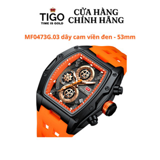 Đồng Hồ Nam MINI FOCUS MF0473G.03 Dây Silicone Cam Viền Đen Thép Không Gỉ Mặt Vuông 53mm