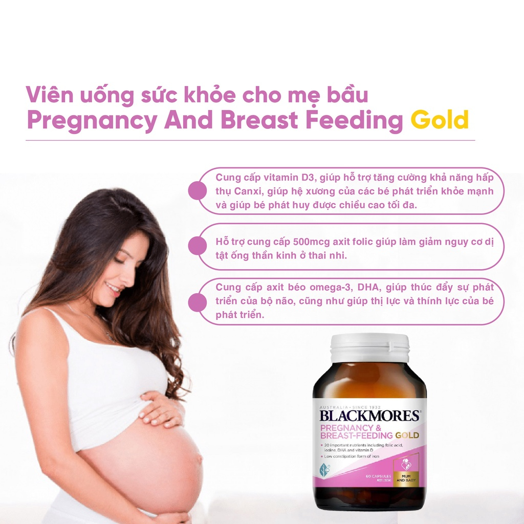 Vitamin Tổng Hợp Bà Bầu 60 - 180 viên Blackmores Pregnancy And Breast Feeding Gold Úc