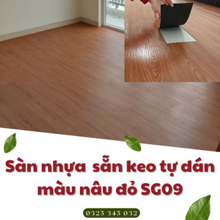 (HCM) Sàn Nhựa Nâu ĐỎ SG09 sẵn keo bóc dán