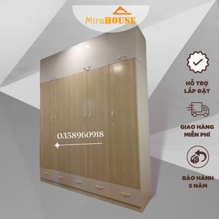 Tủ Nhựa Đài Loan 5 cánh - Tủ quần áo nhựa 5 Buồng Cửa Mở, MIRA HOUSE giao hàng và lắp đặt tại nhà