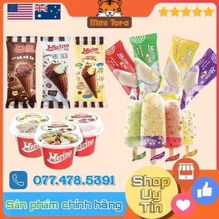 [Đủ_Loại] Kem cây, ốc quế và ly Merino vani/dâu/socola
