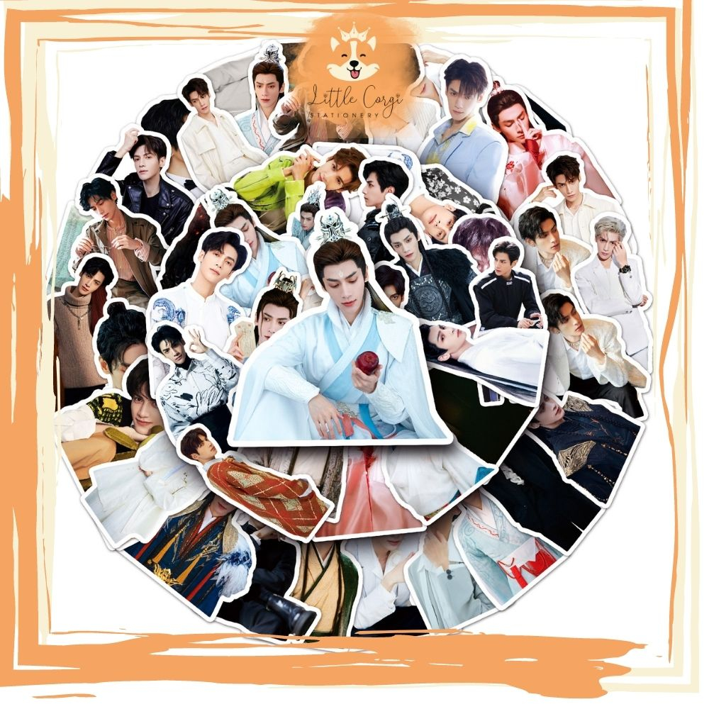 Set 50 sticker hình dán La Vân Hi, Tiêu Chiến, Vương Nhất Bác, Bạch Kính Đình, Vương Hạc Đệ trang trí sổ tay, máy tính
