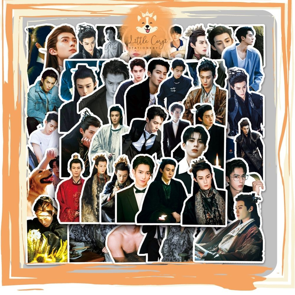 Set 50 sticker hình dán La Vân Hi, Tiêu Chiến, Vương Nhất Bác, Bạch Kính Đình, Vương Hạc Đệ trang trí sổ tay, máy tính