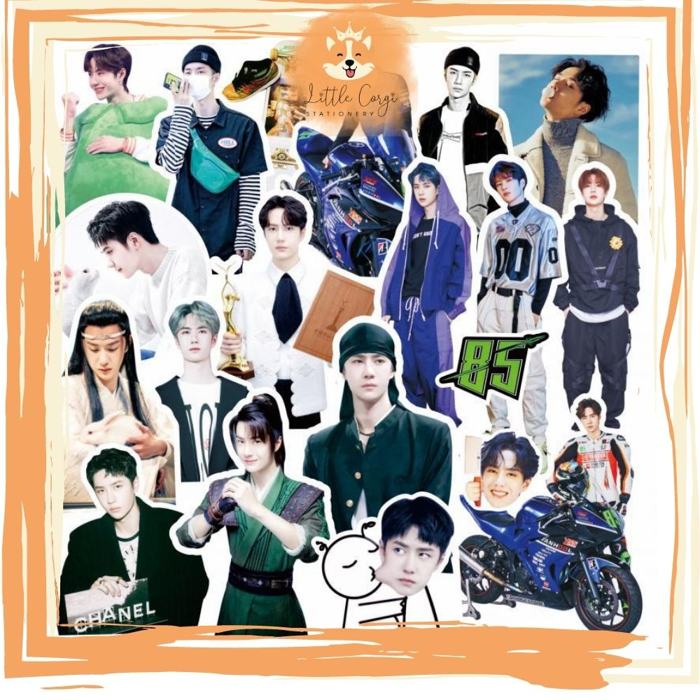 Set 50 sticker hình dán La Vân Hi, Tiêu Chiến, Vương Nhất Bác, Bạch Kính Đình, Vương Hạc Đệ trang trí sổ tay, máy tính