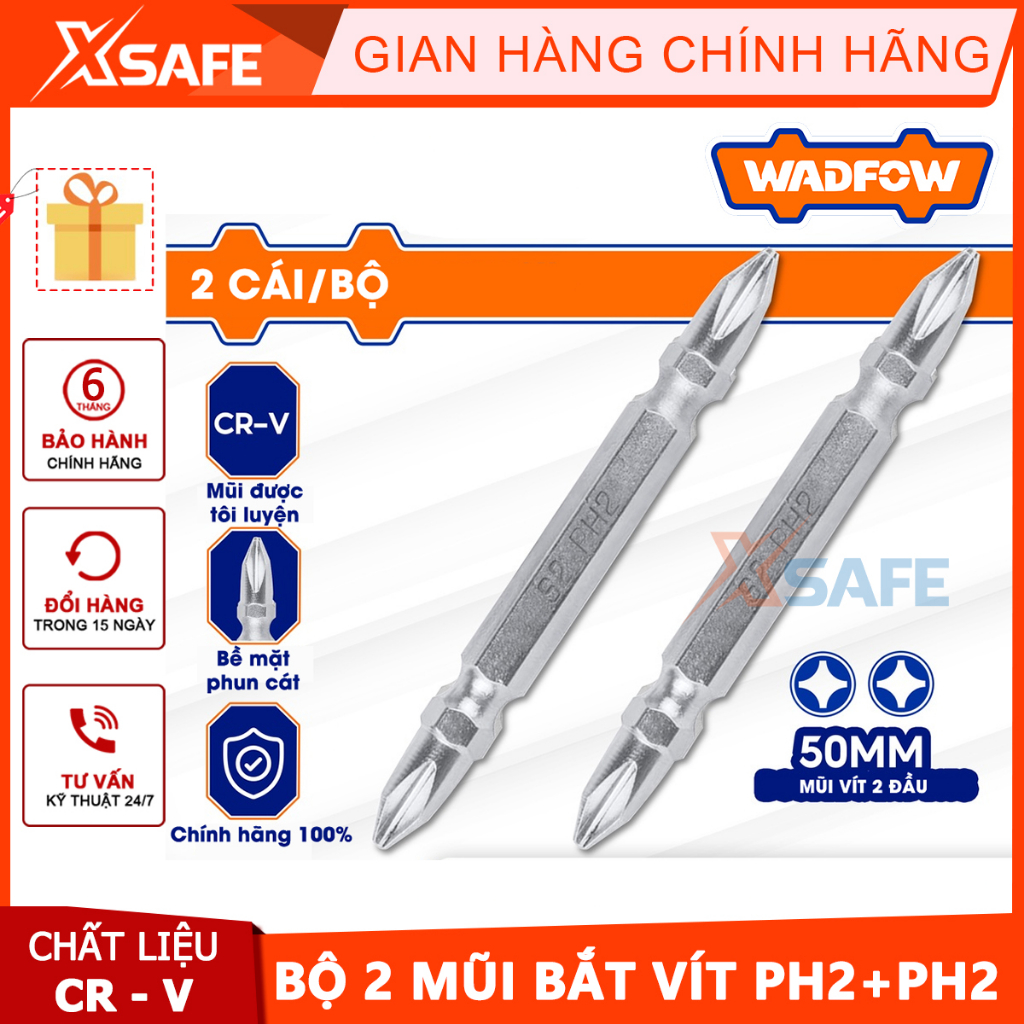 Bộ 2 mũi bắt vít 2 đầu PH2+PH2 65mm Wadfow WSV0K12
