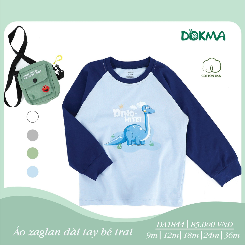 Áo zaglan dài tay bé trai cotton Dokma DA1844