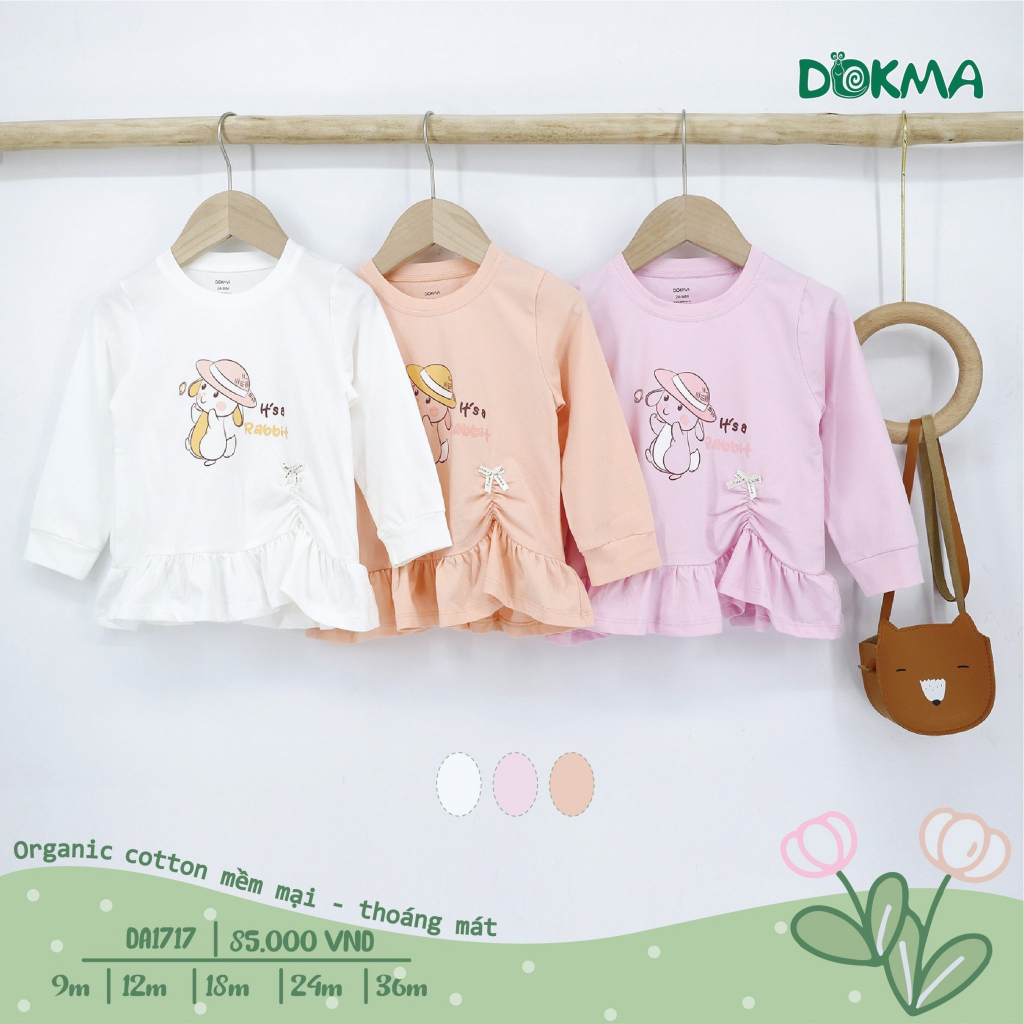 Áo dài tay bé gái cotton Dokma DA1139 DA1717