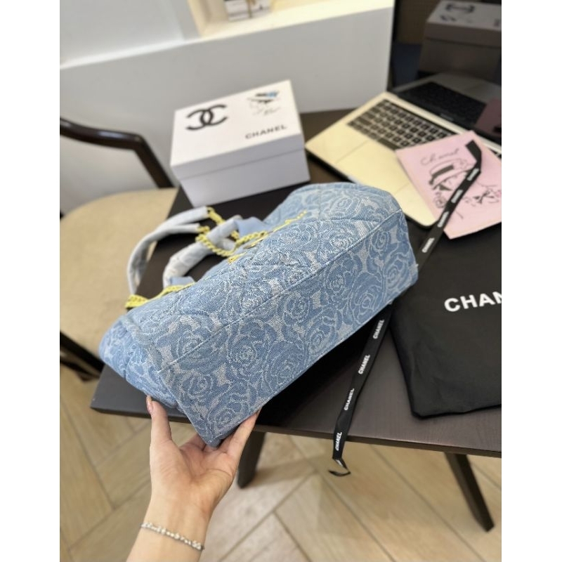 Túi tote hobo shopping xanh jean hoa trà hot hit 32cm