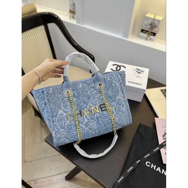 Túi tote hobo shopping xanh jean hoa trà hot hit 32cm