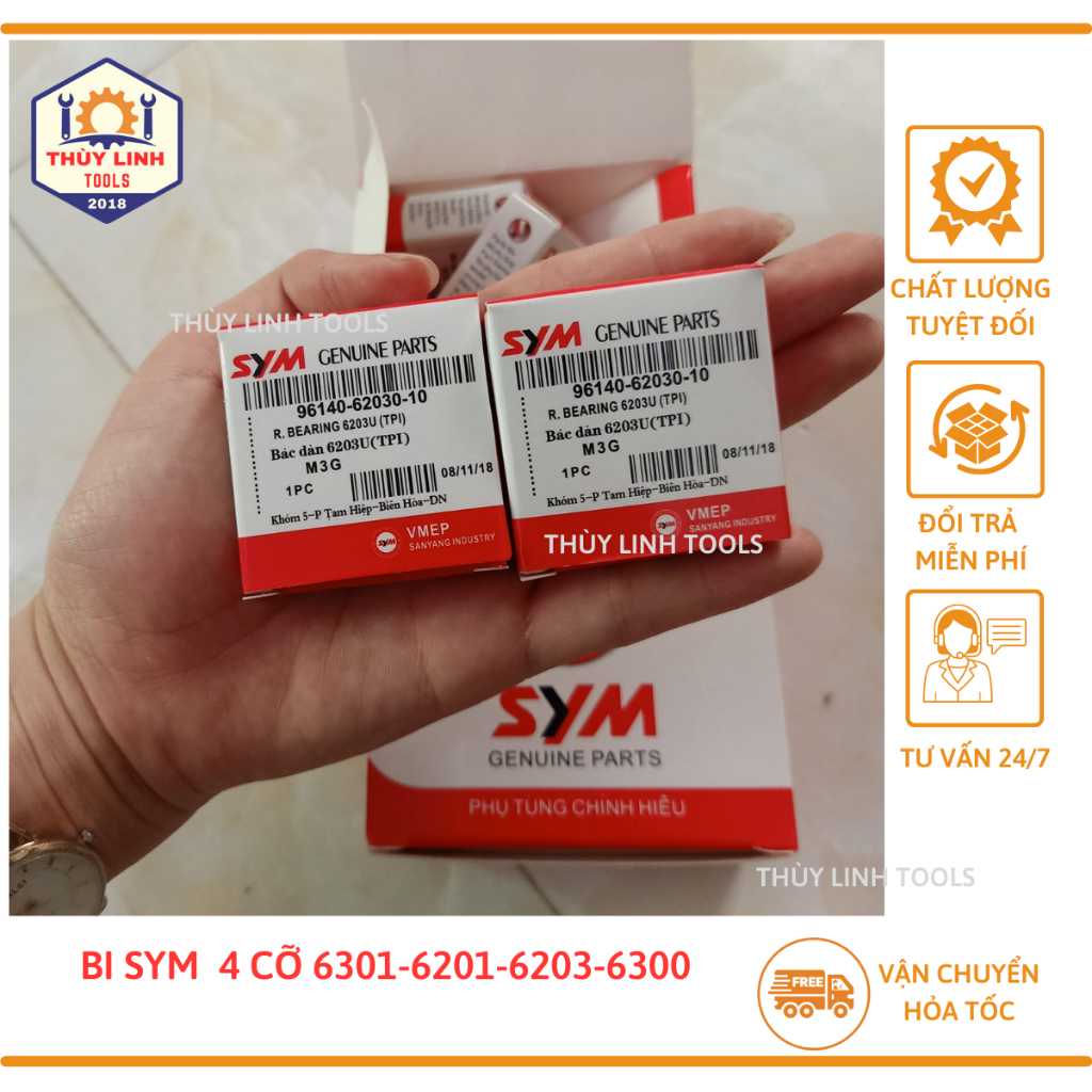 Vòng bi SYM, bạc đạn Sym cao cấp dành cho xe máy chính hãng SYM 4 mã 6201-6203-6300-6301 THÙY LINH TOOLS