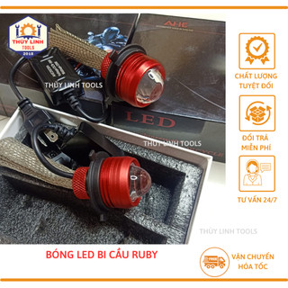 Đèn led ruby chân h4 bi cầu 2 màu cos vàng pha trắng 25w thùy linh tools