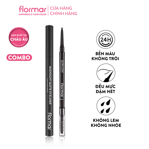 Combo bút kẻ mắt 1ml và chỉ kẻ mày 0.14g