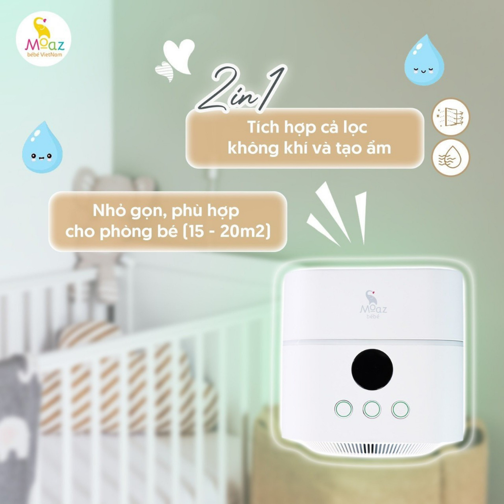 Máy lọc không khí và tao độ ẩm cho cho bé Moazbébé MB-066, dautayshop.vn