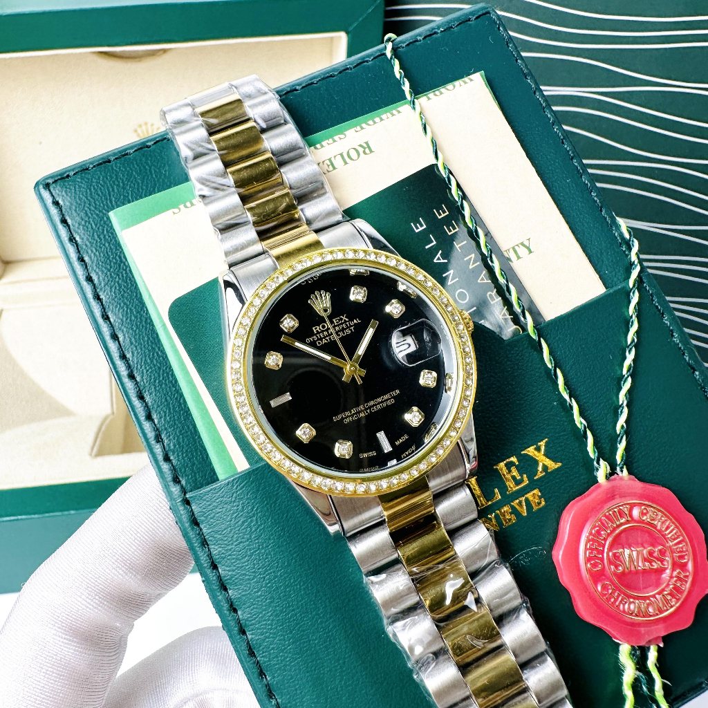 Đồng hồ nam Rolex - viền đá dây kim loại chống nước -rolex Shop