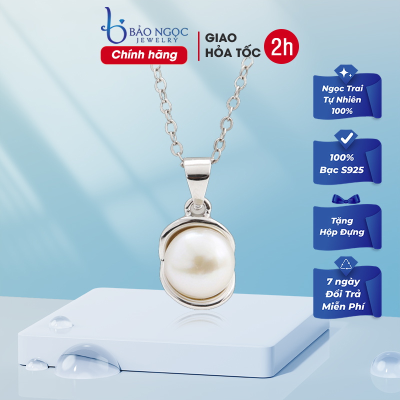 Dây chuyền bạc nữ đính ngọc trai tự nhiên thời thượng - M1528 - Bảo Ngọc Jewelry
