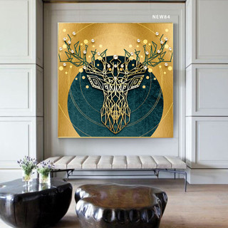 Tranh treo tường canvas size 60x60 chủ đề hươu tài lộc, phú quý NEW84