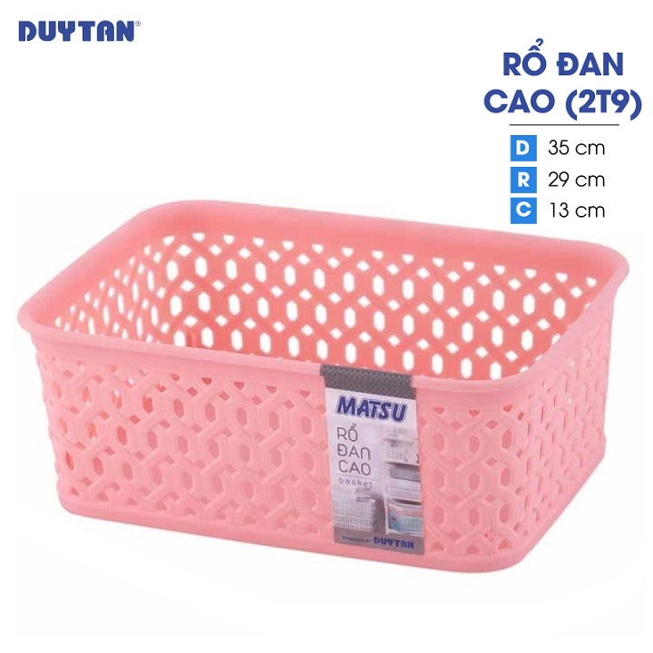 Rổ đan cao nhựa DUY TÂN Matsu 2T9 (35 x 29 x 13 cm) - 12118 - Giao màu ngẫu nhiên